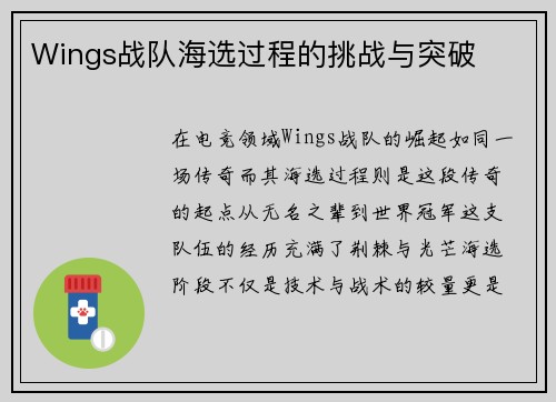 Wings战队海选过程的挑战与突破